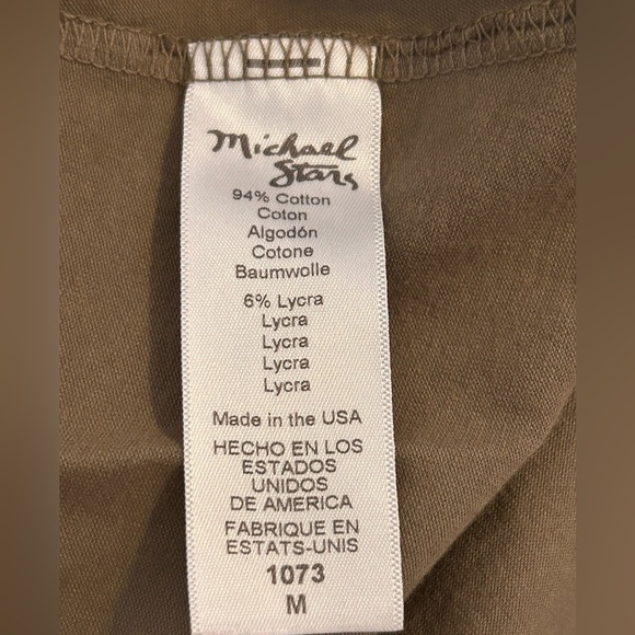 Michael Stars Olive Green Crewneck Fitted Cinched Short Sleeve Dress, Medium - Picture 8 of 9